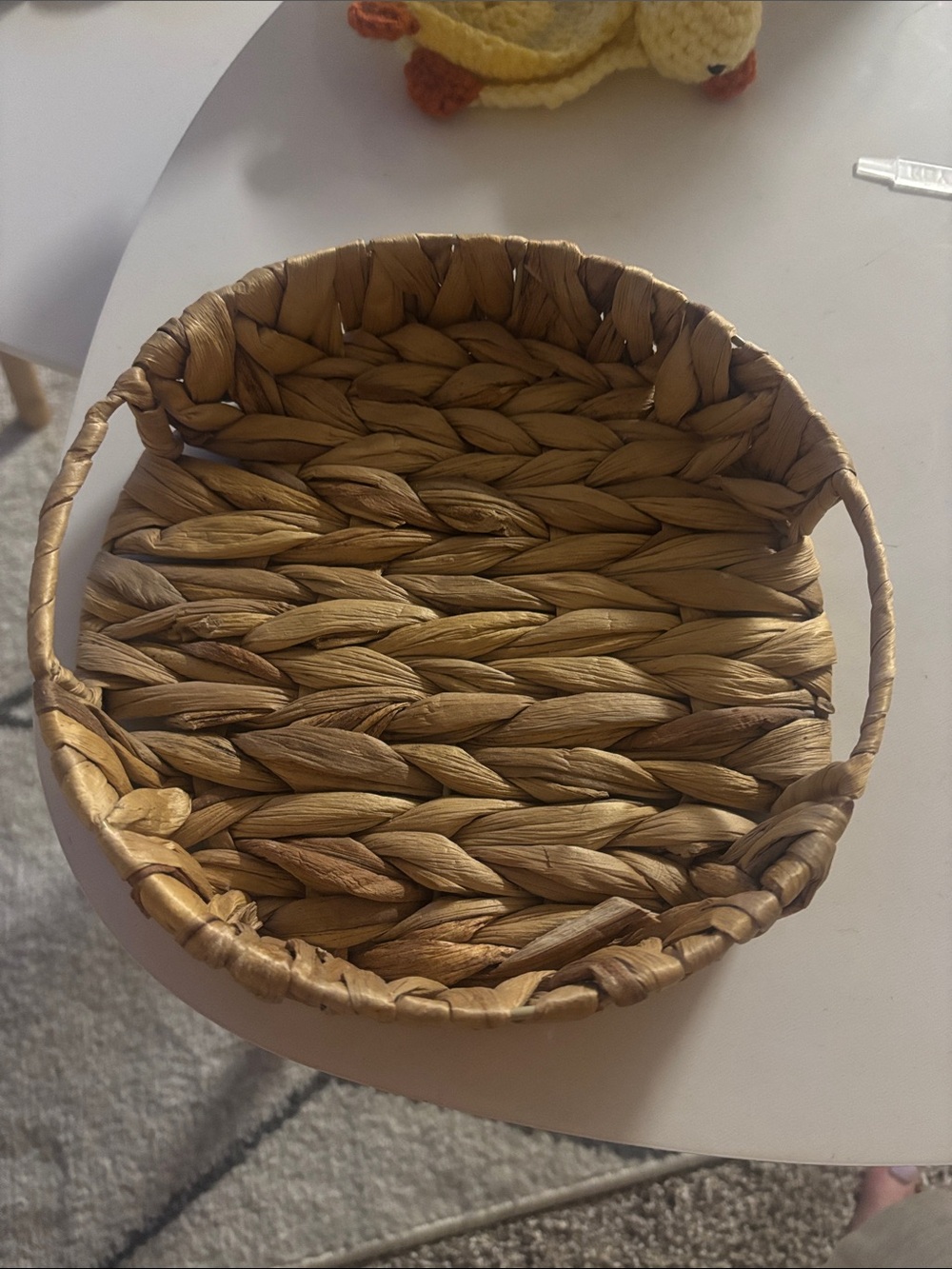 Small Woven Decorative Round Basket – Natural Brown